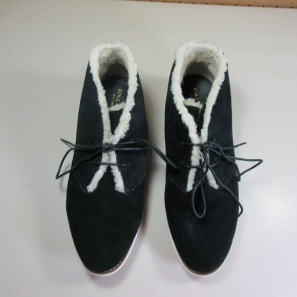 Cole Haan womens black suede sherpa lined chukka boots 8.5 C w04129 - Picture 4 of 8